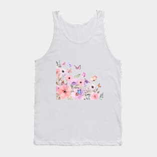 Watercolor Flower Border | Butterfflies Tank Top